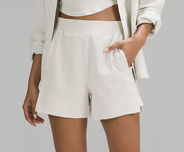 Lululemon Stretch Woven Relaxed-Fit High-Rise Short 4" (in Bone) 