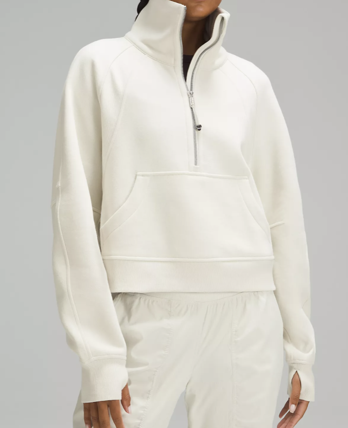 Lululemon Scuba Oversized Funnel Neck Half Zip (size 4 in white opal)