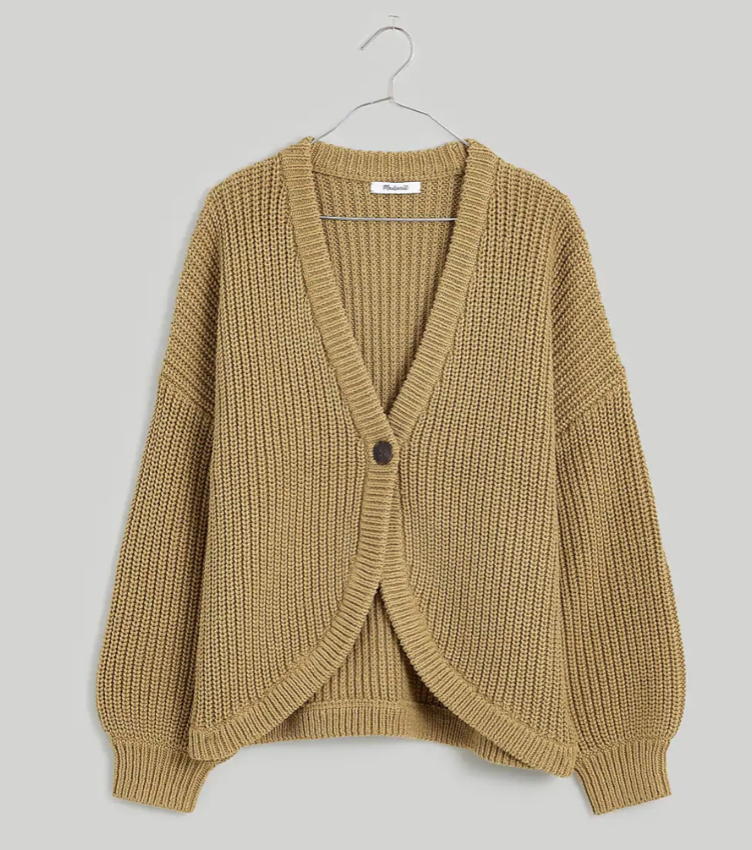 Madewell Shirttail Cardigan Sweater (Dark Khaki XS)
