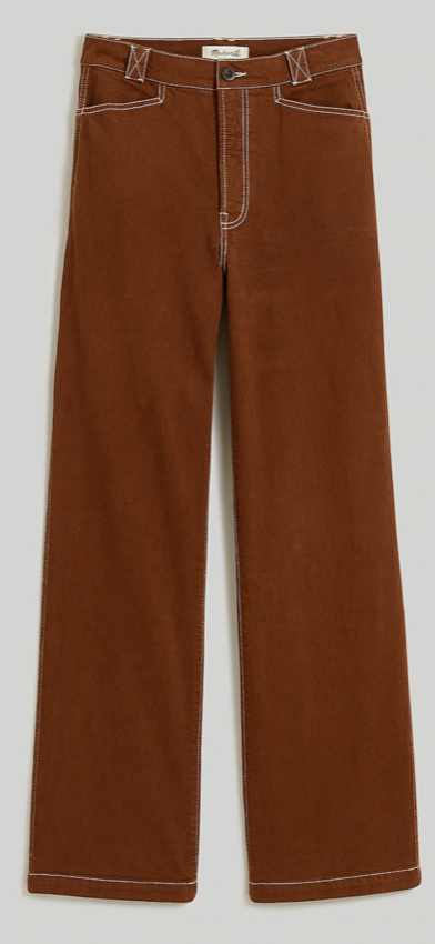 Madewell The Emmett 2.0 Wide Leg Pants: Garment-Dyed Edition (23 Petite in Clifftop Brown)