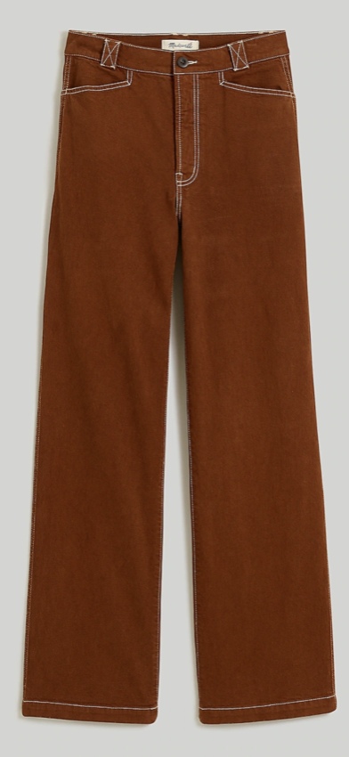 Madewell The Emmett 2.0 Wide Leg Pants: Garment-Dyed Edition (23 Petite in Clifftop Brown)