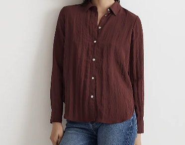 Crinkled Button-Up Shirt