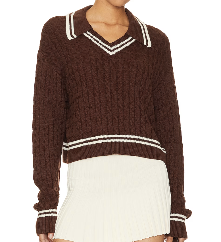 Revolve Lovers and Friends Eilir Sweater in Brown &amp; White (XXS)