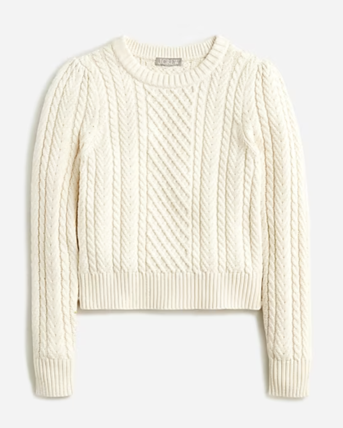 Classic J Crew Cream Cable Knit Sweater