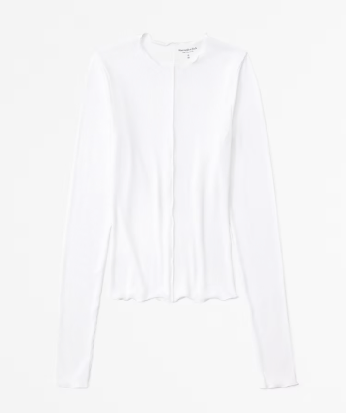 Abercrombie Long-Sleeve Seamed Crew Top (XS)