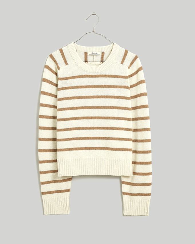 Madewell (Re)sourced Cashmere Crewneck Sweater in Stripe (XS)