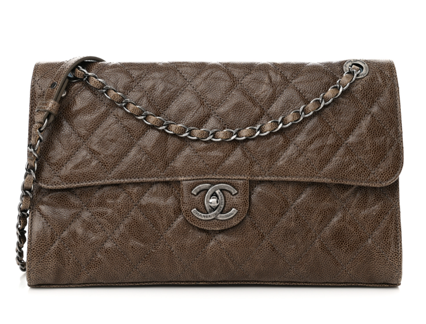 Chanel Crumpled Grained Calfskin Jumbo CC Crave Single Flap Bag