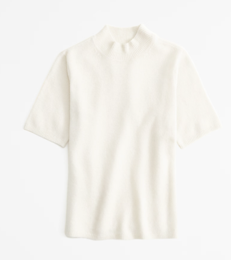 Abercrombie Merino Wool-Blend Short-Sleeve Mockneck Sweater (XS)