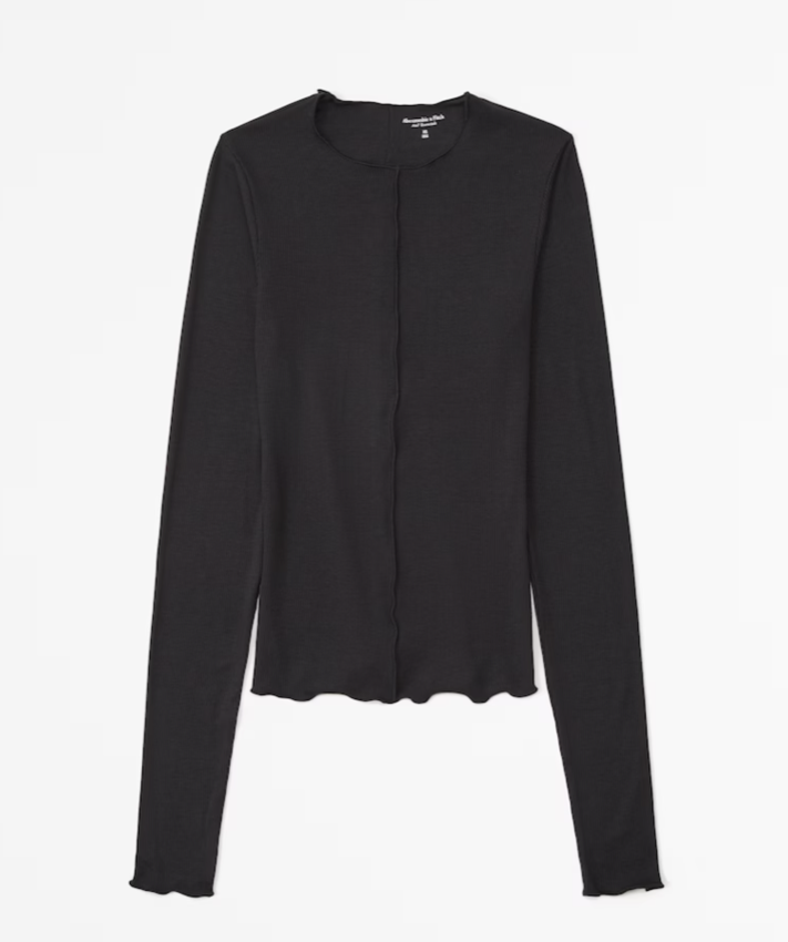 Abercrombie Long-Sleeve Seamed Crew Top (XS)