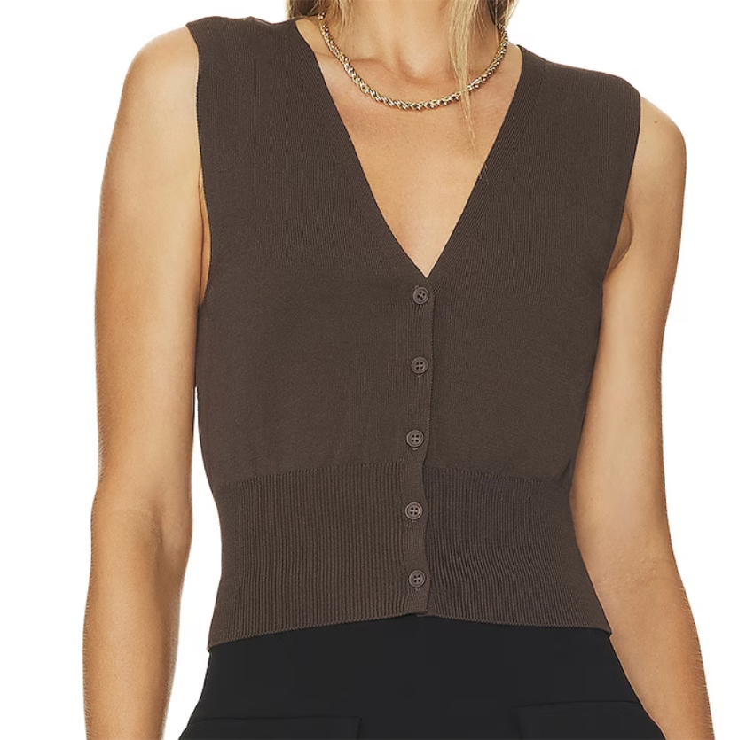 Revolve L'Academie Natesa Knit Vest in Brown (XS)