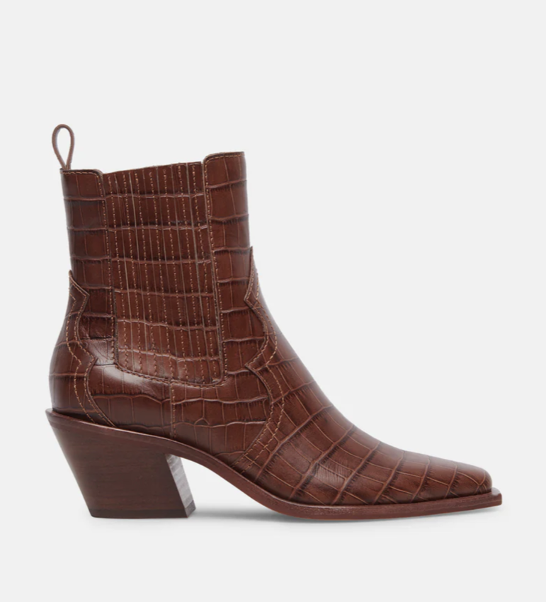 Dolce Vita Senna Booties Walnut Embossed Leather