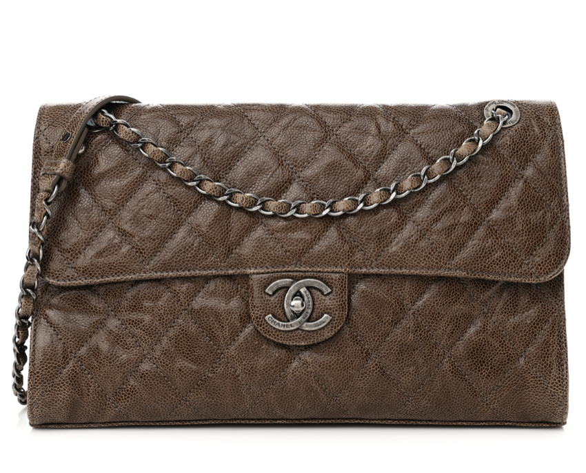 Chanel Crumpled Grained Calfskin Jumbo CC Crave Single Flap Bag 
