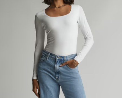 Everlane The Long-Sleeve Supima® Square-Neck Bodysuit