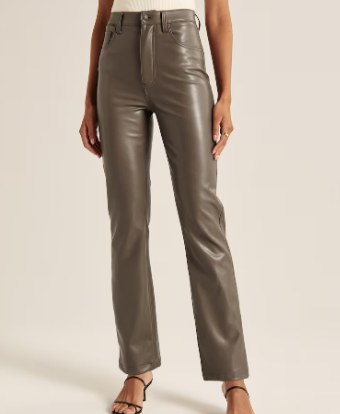 Green Vegan Leather 90s Straight Pant