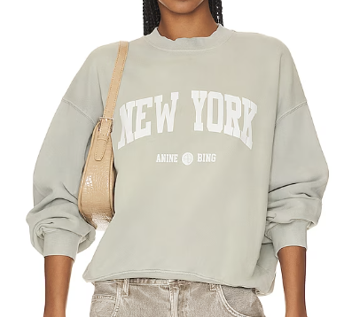 ANINE BING Jaci Sweatshirt University New York in Washed Faded Seafoam