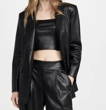 Susana Monaco   Faux Leather Boyfriend Jacket