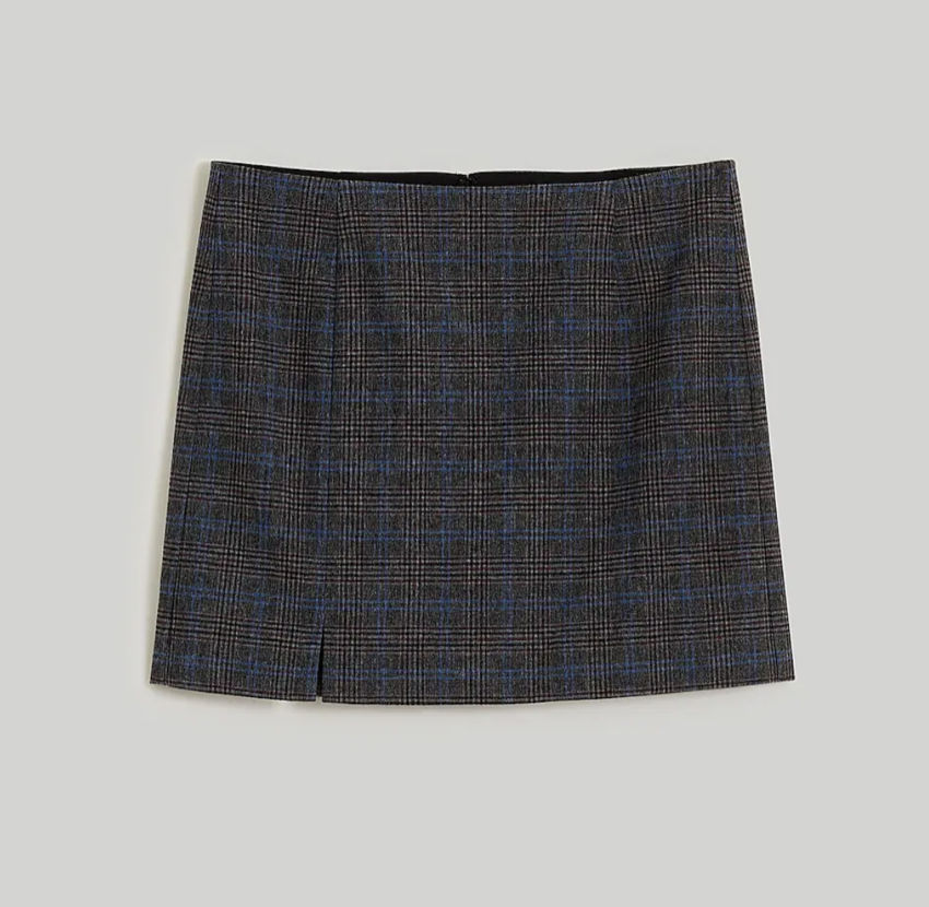 Madewell Wool Blend Mini Skirt in Plaid (Size 0)
