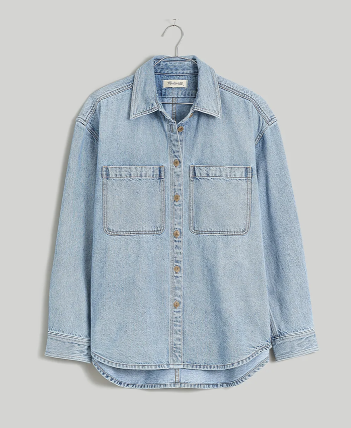 Madewell Denim Oversized Button-Up Shirt (XXS)