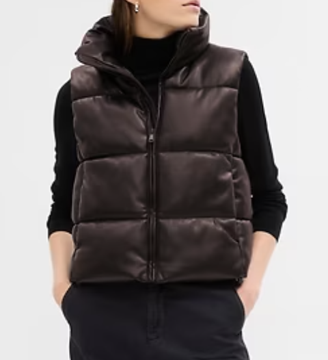 Gap Vegan Leather Cropped Puffer Vest