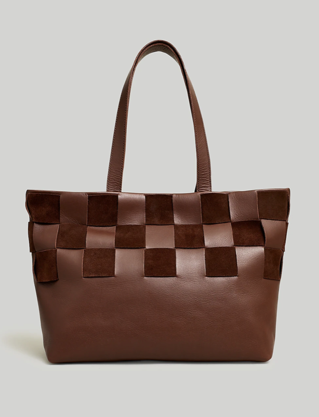 Madewell The Basketweave Tote in Leather &amp; Suede