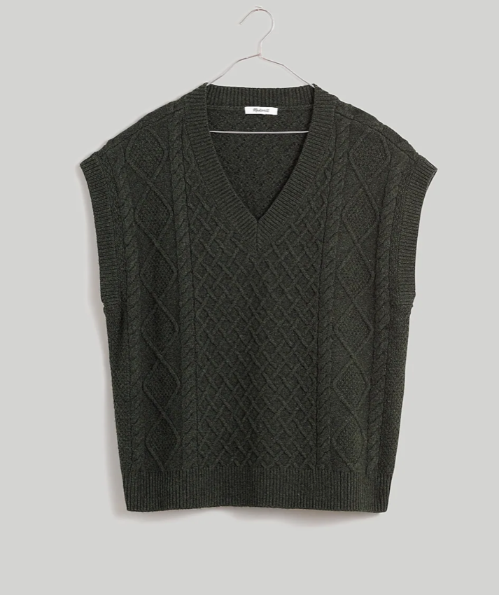 Madewell Cable-Knit V-Neck Sweater Vest