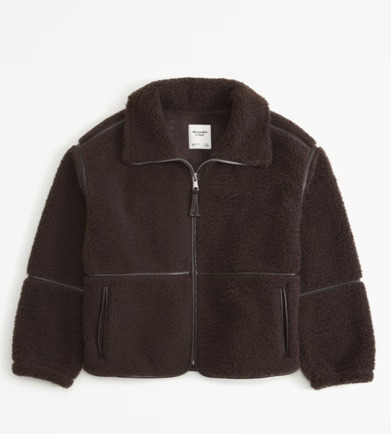 Abercrombie Sherpa Mockneck Full-Zip (dark brown xxs)