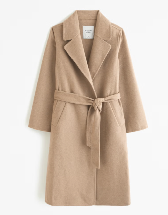 Abercrombie Wool-Blend Belted Blanket Coat (XS brown)