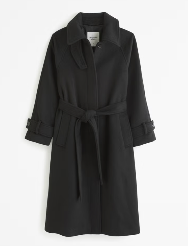 Abercrombie Wool-Blend Funnel Neck Coat (XS Petite in Black)