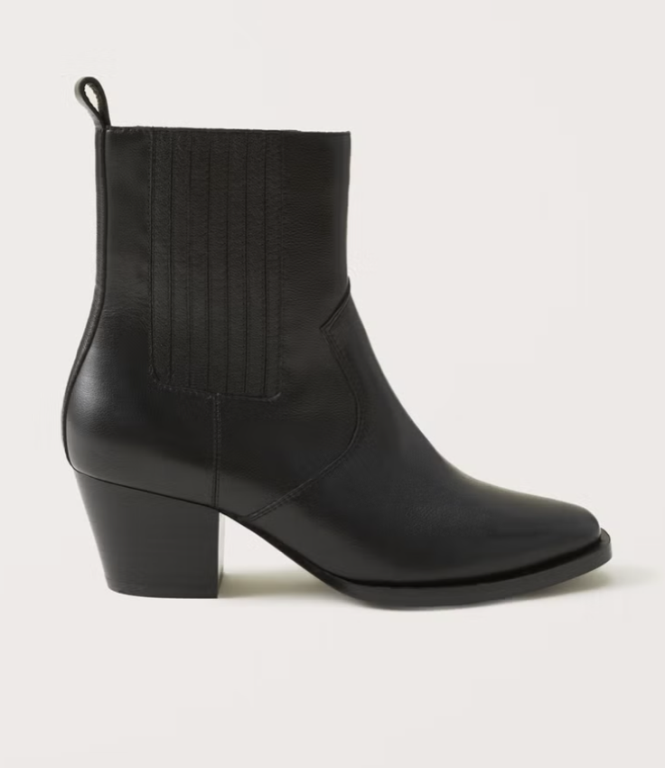 Abercrombie Margaux Leather Western Ankle Boot 