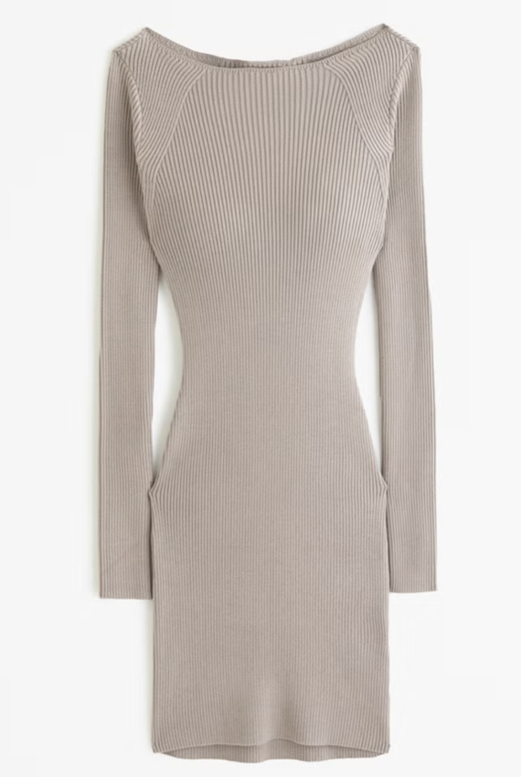 Abercrombie Long-Sleeve Slash Mini Sweater Dress (XS Petite Brown)