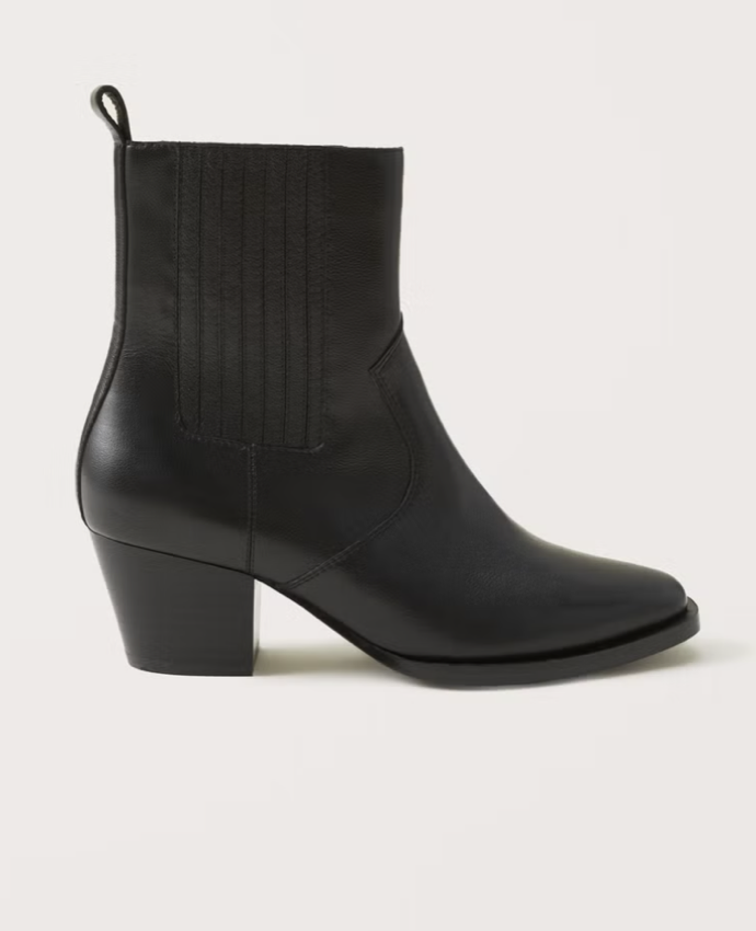 Abercrombie Margaux Leather Western Ankle Boot 