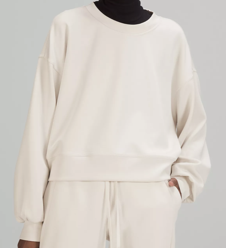 Lululemon Softstreme Perfectly Oversized Cropped Crew (white opel size 4)