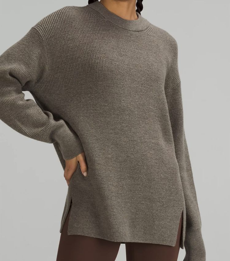 Lululemon Merino Wool-Blend Ribbed Crewneck (heathered nomad size 4)