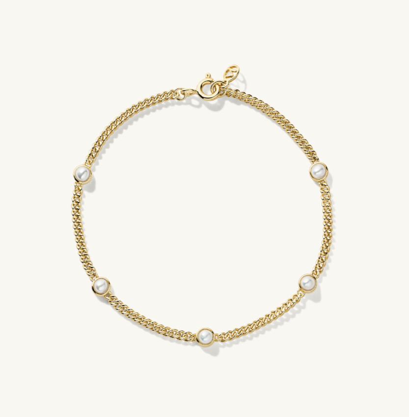 Mejuri Pearl Curb Chain Bracelet (6in)