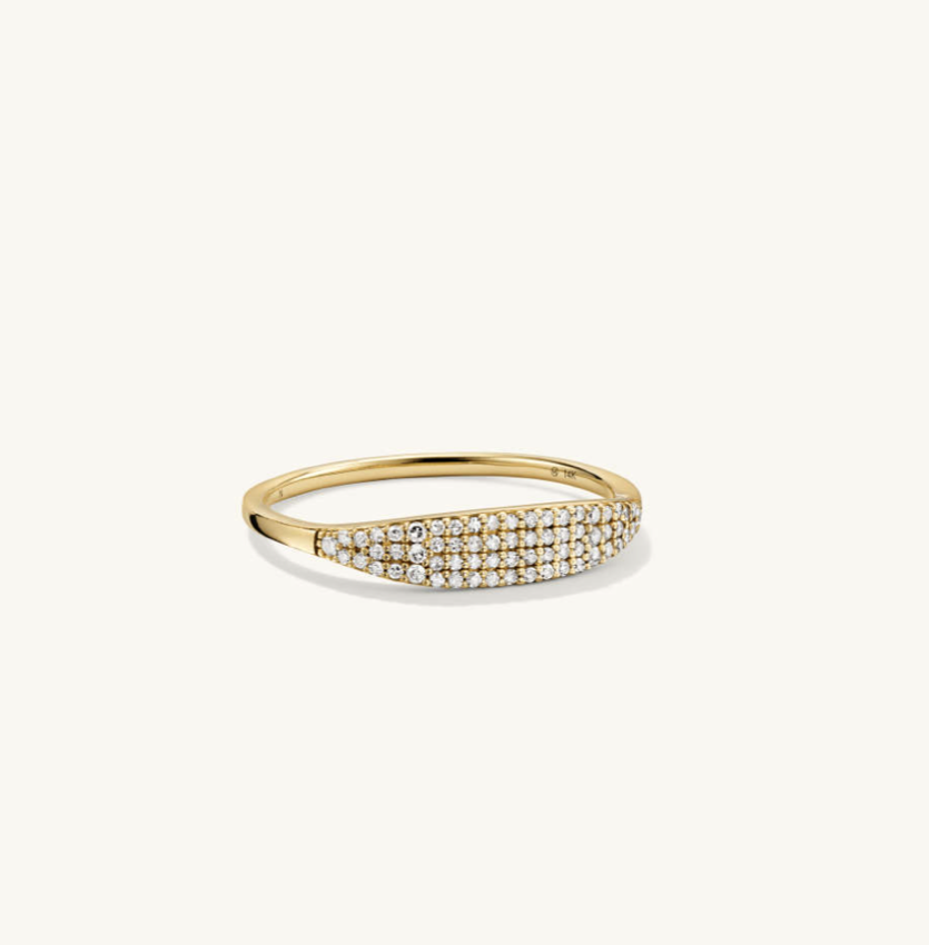 Mejuri Pave Diamond Slim Signant Ring 