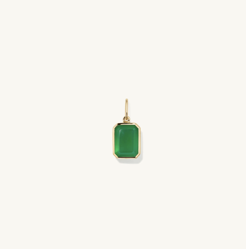 Mejuri Emerald Cut Gemstone Charm Green Chalcedony