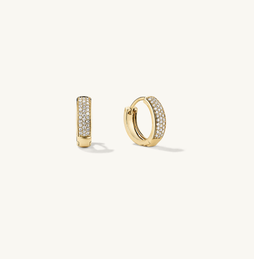 Mejuri Pave Diamond Bold Huggie Hoops