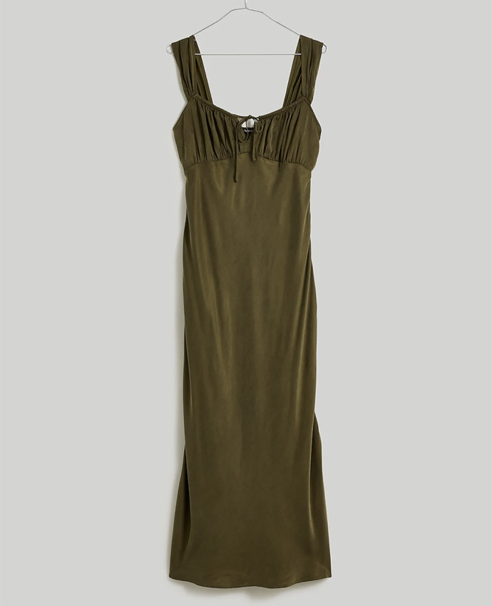 Madewell Square-Neck Midi Dress (Size 0 in Expedition Green)