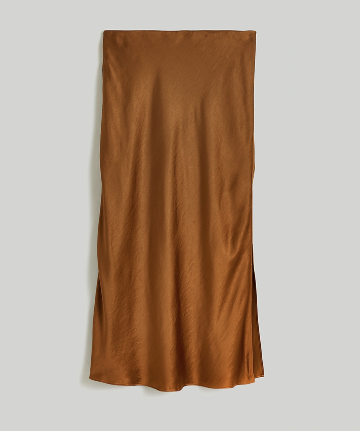 Madewell The Layton Midi Slip Skirt (Size 0 in Dried Cedar)