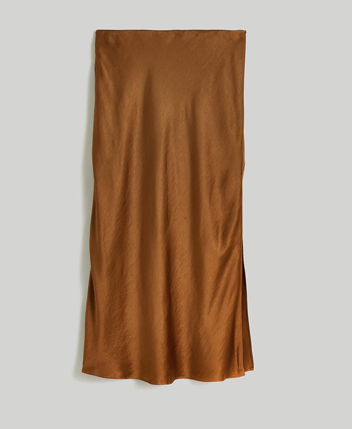 Madewell The Layton Midi Slip Skirt (Size 0 in Dried Cedar)