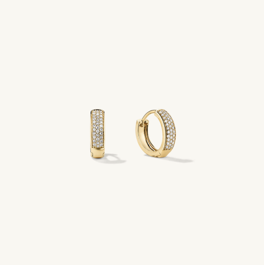 Mejuri Pave Diamond Bold Huggie Hoops