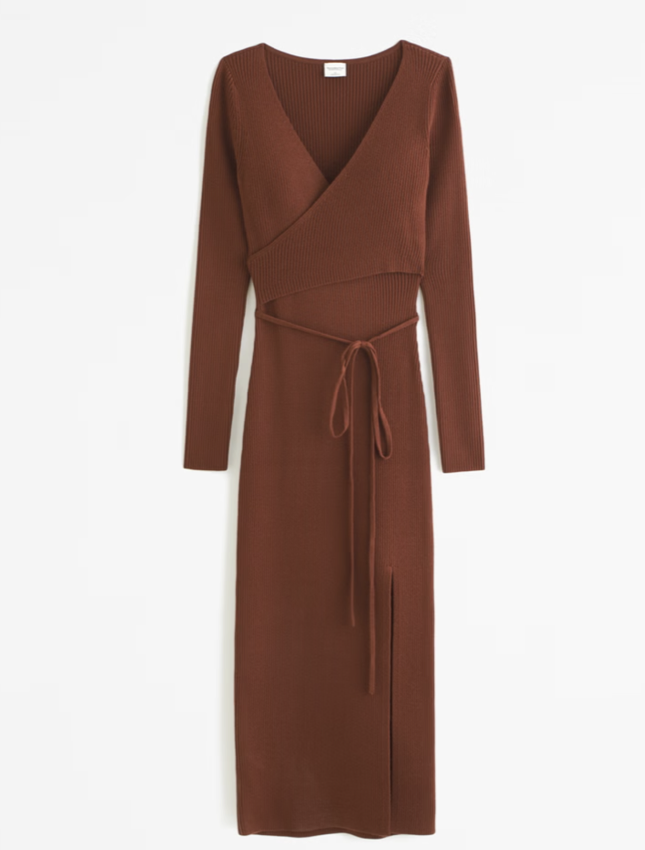 Abercrombie Long Sleeve Midi Wrap Sweater Dress