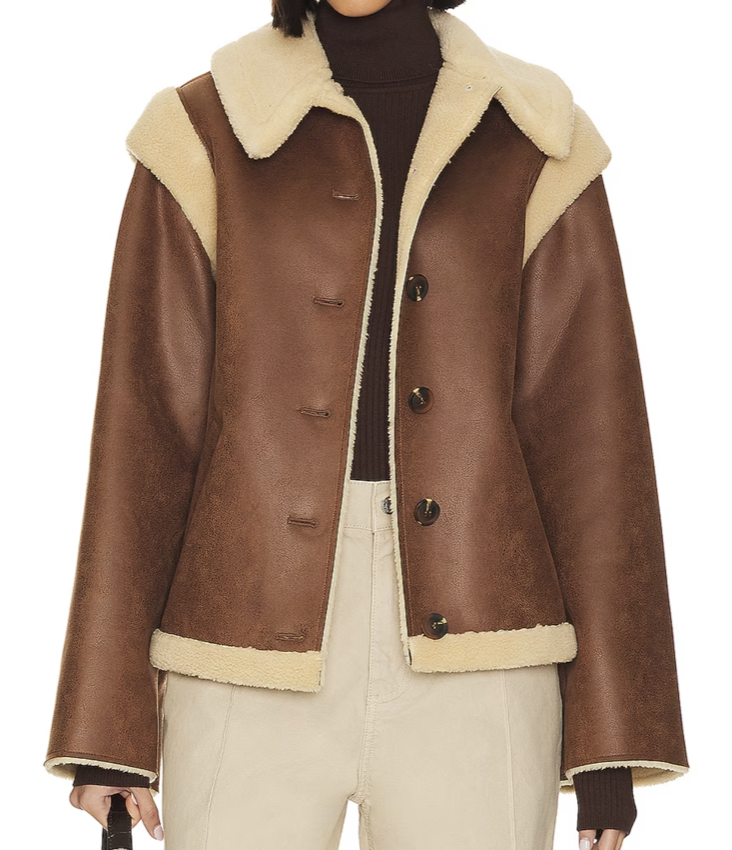 Revolve LPA Bona Shearling Jacket Burnished Brown