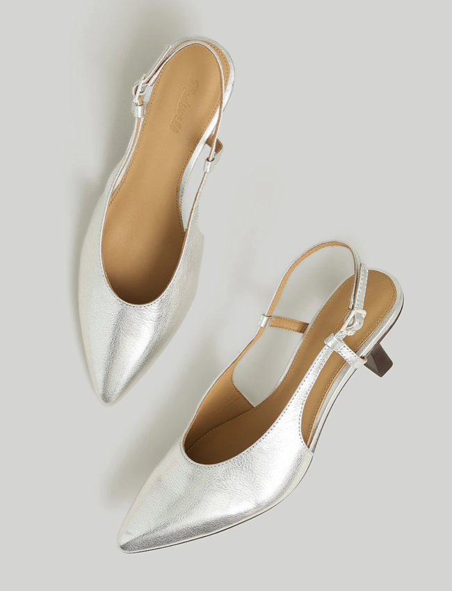 Madewell The Debbie Slingback Pump in Metallic Leather
