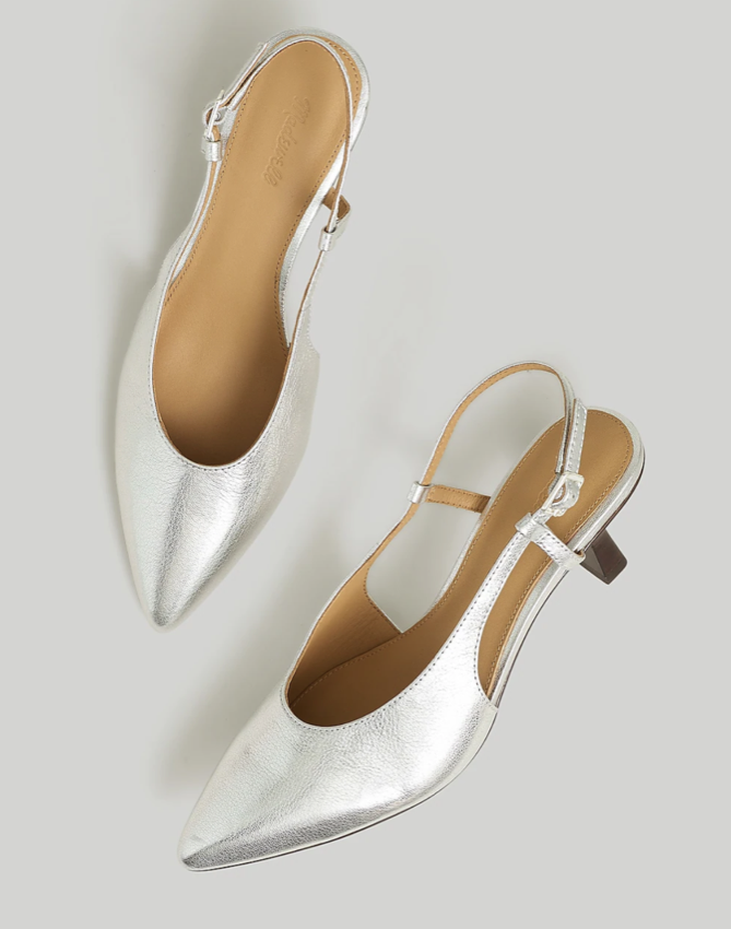 Madewell The Debbie Slingback Pump in Metallic Leather