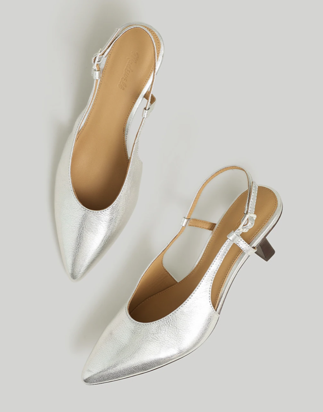 Madewell The Debbie Slingback Pump in Metallic Leather