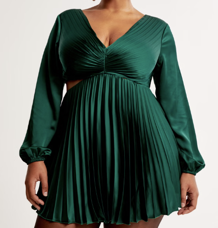 Abercrombie Green Giselle Pleated Cutout Mini Dress