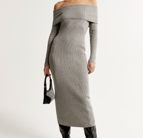 Abercrombie Off-The-Shoulder Midi Sweater Dress