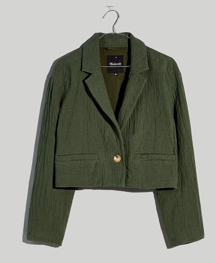 Madewell Green Cropped Blazer
