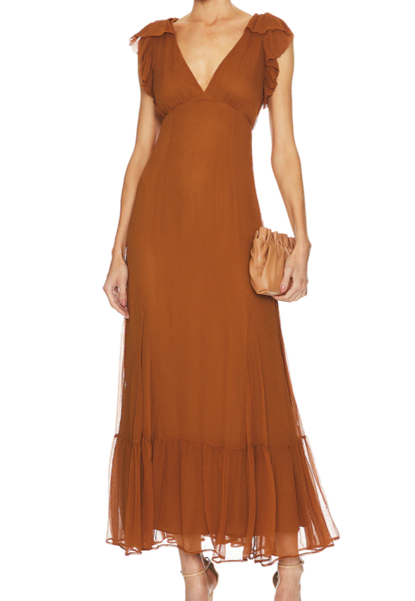 Revolve long orange dress